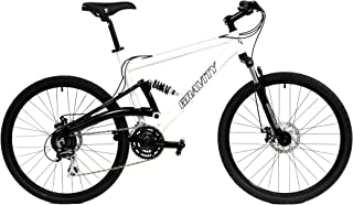 2023 Gravity FSX 1.0 Dual Full Suspension Mountain Bike with Disc Brakes (White, 21in)