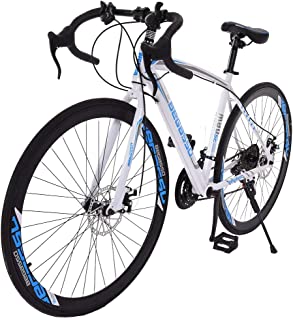 26 Inch Steel Road Bike for Adult Men & Women, 700C Wheel Racing Bikes for Adults Mens & Womens, 21-Speed Full Suspension Specializeds Race Bicycle for Mountain Bikes Kids 11