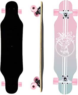 31IN Longboard Skateboards - Mini Long Boards for Adults, Teens and Kids. 9 Layer Canadian Maple Deck Concave Skateboard