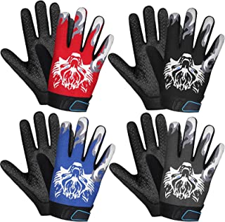 4 Pairs Kids Cycling Gloves Boys Girls Youth Full Finger Bike Gloves Children Mountain Bicycle Gloves Warm Child Sport Gloves Non-Slip Toddler Fishing Gloves for Outdoor Sport Riding Climbing Football
