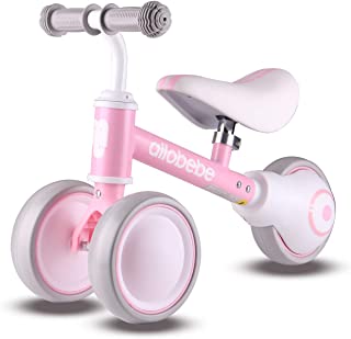 allobebe Baby Balance Bike, Cute Toddler Bikes 12-36 Months Gifts for 1 Year Old Girl Bike to Train Baby from Standing to Walking with Adjustable Seat Silent & Soft 3 Wheels