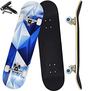Anyfun Pro Complete Skateboards for Beginners Girls Boys Kids Youths Teens Adults 31x8 Skate Boards 7 Layers Canadian Maple Double Kick Deck Concave Longboard