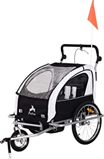 Aosom Elite 360 Swivel Double Child Two-Wheel Bicycle Cargo Trailer with 2 Harnesses
