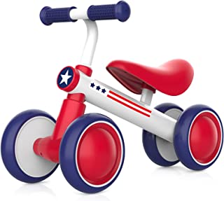 Baby Balance Bike for 1-2 Year Olds, Toddler Riding Toys for Boys and Girls to Exercise Standing and Running, First Birthday Gift, 4 Silent Wheels No Pedal Bicycle with Steel Frame