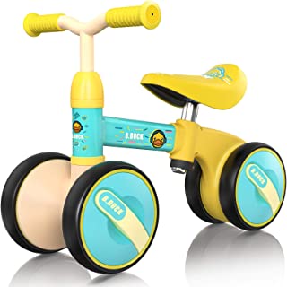 Baby Balance Bikes, Toddler First Bike Kids Riding Bicycle Toys No Pedal Infant 4 Wheels Walker for 1 Year Old Boys Girls 9-24 Months Birthday Gift