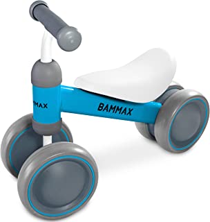 BAMMAX Baby Balance Bike, Baby Bicycle for 1 Year Old, Riding Toys for 1 Year Old, No Pedal Infant 4 Wheels Baby Walker First Birthday Gift Toddler Bike for 9-24 Months Boys Girls, Kids First Bike