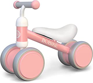 Bobike Baby Balance Bike Toys for 1 Year Old Girl Gifts 10-24 Months Kids Toy Toddler Best First Birthday Gift Bbay Walker No Pedal Infant 4 Wheels Bicycle （Pink）