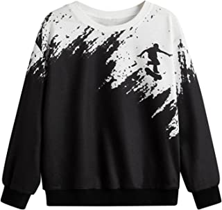 Boys&Girls Skateboard Print Shirt Loose Pullover Top Blouse Tee Long Sleeve Casua Sweatshirt Kids Athletic Shirts
