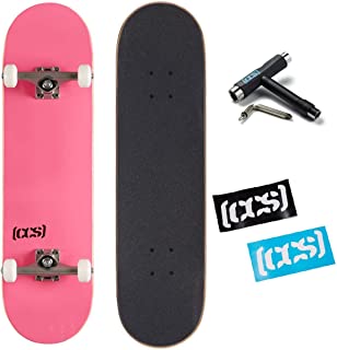 [CCS] Skateboard Complete - Maple Wood - Professional Grade - Fully Assembled with Skate Tool and Stickers - Adults, Kids, Teens, Youth - Boys and Girls