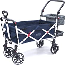 Creative Outdoor Push Pull Collapsible Folding Wagon Stroller Cart for Kids | Titanium Series Plus | Beach Park Garden & Tailgate (Solid Navy Blue)