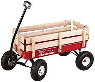 Duncan Toys Mountain Wagon - Pull-Along Wagon for Kids with Wooden Panels, All Terrain Tires, Wide Grip Handle, Wide Wheel Base, Red, 41 x 22 x 38.5