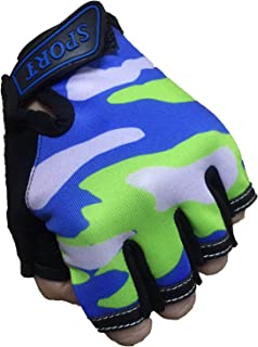 Fingerless Kids Gloves Bicycle Bike Cycling Camping Training Outdoor Sports Gloves for Children 4-12 Y Anti-Slip Elastic Mitten
