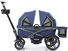 Gladly Family Anthem 2 Double Wagon Stroller, All-Terrain Collapsible Wagon with Canopy for Kids, 2 Seater (Neon Indigo)