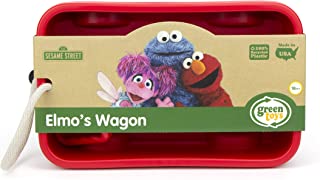 Green Toys Sesame Street Elmos Wagon, Red - Pretend Play, Motor Skills, Kids Outdoor Toy Vehicle. No BPA, phthalates, PVC. Dishwasher Safe, Recycled Plastic, Made in USA.