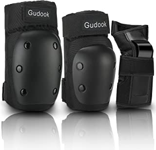 Gudook Youth/Adult/Kids Knee Pads Sports Protective Gear Set: Elbow Pads Wrist Guard Knee Pads 3 in 1 for Kids Skateboard Inline Skating Cycling Bike Rollerblading Scooter Riding BMX Knee Pads