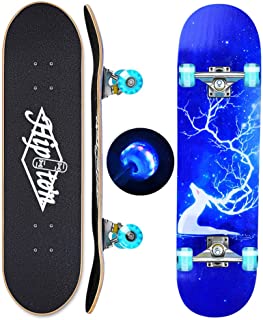 Hipoten Skateboard - 31 Complete 8-Layer Canadian Maple Wood Tricks Professional Skateboard with Upgraded Widened Wheels, for Beginner/Adult/Youth/Kids Balance Development