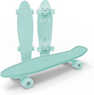 Hurley 22 inch Solid Color Premium Plastic Complete Skateboard Cruiser with ABEC 7 Bearings, 3 inch Aluminum Trucks and 60*45mm PU Wheels, Perfect Holiday and Birthday Gift for Kids