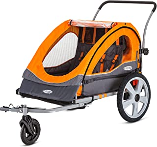 Instep Quick-N-EZ Double Tow Behind Bike Trailer for Toddlers, Kids, Converts to Stroller, Jogger, 2-in-1 Canopy, Universal Bicycle Coupler, Folding Frame, Multiple Colors