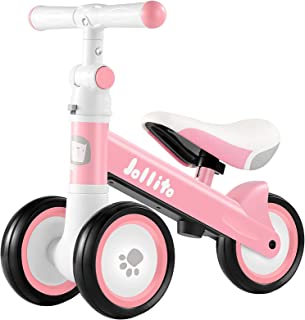 Jollito Baby Balance Bike, Adjustable Toddler Baby Bicycle 12-24 Months with 3 Silent Wheels, No Pedal Toddlers Walker Bike Riding Toy for 1 Year Old Boys Girls, Best Birthday Gift