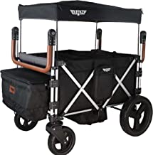 Keenz 7S+ 4 Seater Stroller Wagon – Push Pull Folding Wagon Stroller – Collapsible Quad Kids Wagon with Seats and Harnesses – Folding Stroller Cart with Canopy for 12m+ Babies and Toddlers, Black