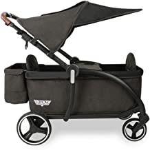 Keenz Class Stroller Wagon – 2 Seater Folding Wagon Stroller – Collapsible Kids Wagon with Seats and Harnesses – Folding Stroller Cart with Canopy for 12m+ Babies, Toddlers and Kids – Black
