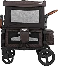 Keenz XC Luxury Kids Stroller Wagon for 2 High Back Removeable Seats 5-Point Safety Harnesses, Push/Pull, Snack Tray, Storage, UV Protected Canopy System & Blackout Panels, Charcoal Black