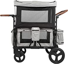 Keenz XC Plus Luxury Kids Quad Stroller Wagon for 4 High Back Removeable Seats 5-Point Safety Harnesses, Push/Pull, Snack Tray, Storage, UV Protected Canopy System & Blackout Panels, Smoke Grey