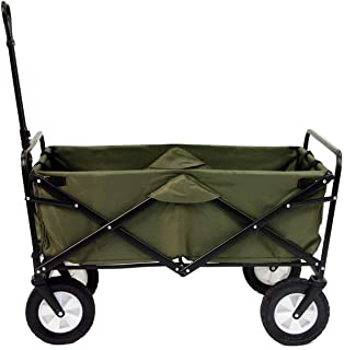 Mac Sports Heavy Duty Steel Frame Collapsible Folding 150 Pound Capacity Outdoor Camping Garden Utility Wagon Yard Cart, Green