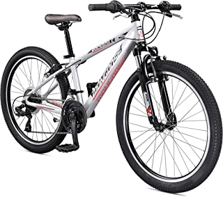 Mongoose Rockadile Kids Hardtail Mountain Bike, 24-Inch Wheels, Silver