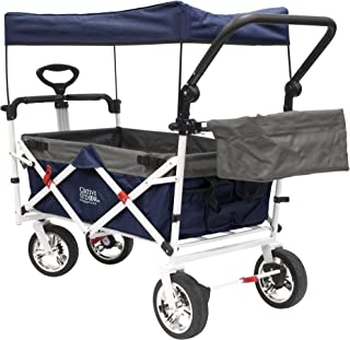 Push Pull Wagon for Kids, Foldable with Sun/Rain Shade Navy