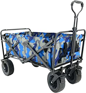 QDY -Collapsible Wagon Cart- Outdoor Garden Carts and Utility Wagons with Handle & Mesh Pouches, Portable Dog Wagon Kids Wagon Beach Cart All Terrain Wagon,4 Camouflage a