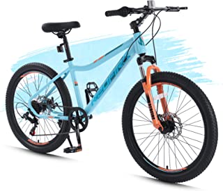 Redfire 24 Inch Mountain Bike, 7-Speed Shimano Drivetrain Dual Disc Brake, Front Suspension, 15 Inch Steel Frame and Adjustable Stem, Trail Bike for Boys and Girls