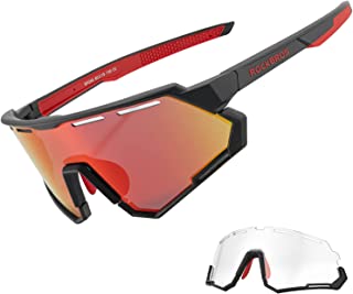 ROCKBROS Mountain Bike Glasses for Men Cycling Glasses with Interchangeable Polarized + Photochromic Lenses Sport Sunglasses