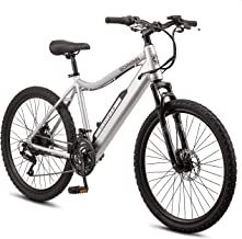 Schwinn Healy Ridge Mens And Womens Electric Mountain Bike, Youth And Adult Alloy Frame, 18-Speed Drivetrain, 24 Or 26-Inch Wheels, Battery & Charger Included