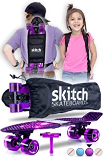 SKITCH Complete Skateboard Gift Set for All Ages with 22 Inch Mini Cruiser Board + Skateboard Backpack + Skate Tool + Tote Bag