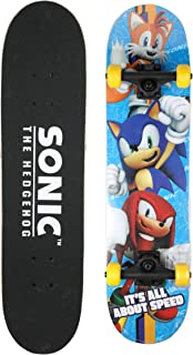 Sonic The Hedgehog Skateboard - Great for Kids and Teens, Cruiser Skateboard with ABEC 5 Bearings, Durable Deck, Smooth Wheels, Fun & Vibrant Artwork