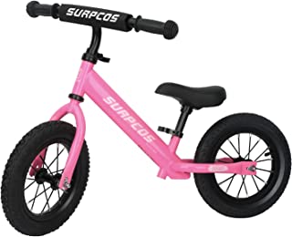 SURPCOS Balance Bike for 18 Months, 2, 3, 4 and 5 Year Old Kids, Toddler Balance Bike with Safety Grips, Rubber Air Tires for Multiple Road, Kids Training Bicycle with Adjustable Seat and Handlebars