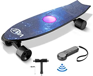 Vivi H2E Electric Skateboards with 7-Color Gradient Lights, 350W Electric Longboard with Wireless Remote, Gift Package, 18.6 MPH Top Speed, 3 Speed Adjustment for Kids, Teens, Adults, Beginners