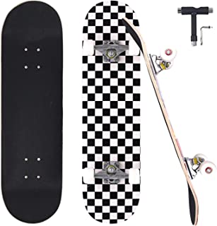 WALKEREN Skateboards for Beginners Adults Teens Youths Kids Boys Girls 31x8 Standard Complete Skateboard 7 Layer Canadian Maple Double Kick Concave Skate Boards