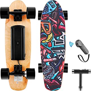WOOKRAYS Electric Skateboard with Wireless Remote Control, 350W, Max 12.4 MPH, 7 Layers Maple E-Skateboard, 3 Speed Adjustment for Adult, Teens, and Kids